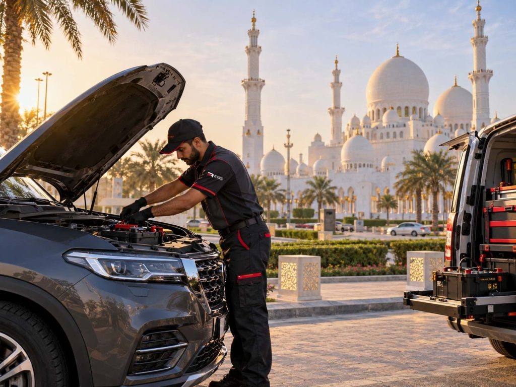 technician checking car in Abu-Dhabi