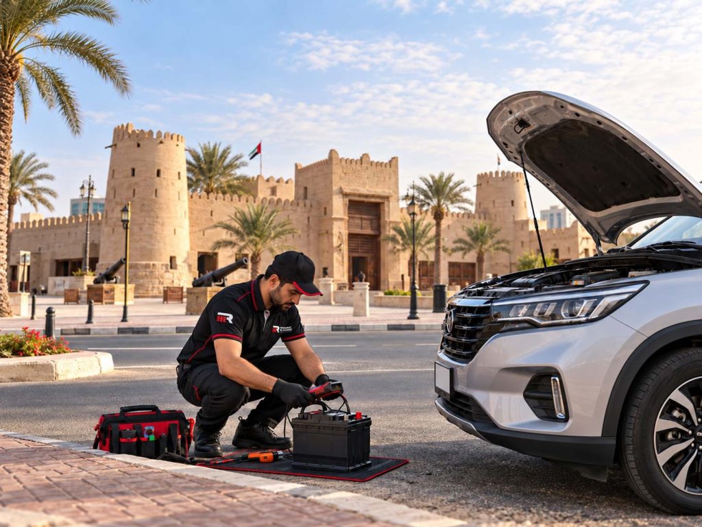 technician checking car in Ajman