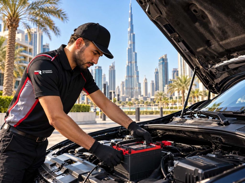 technician checking car in Dubai