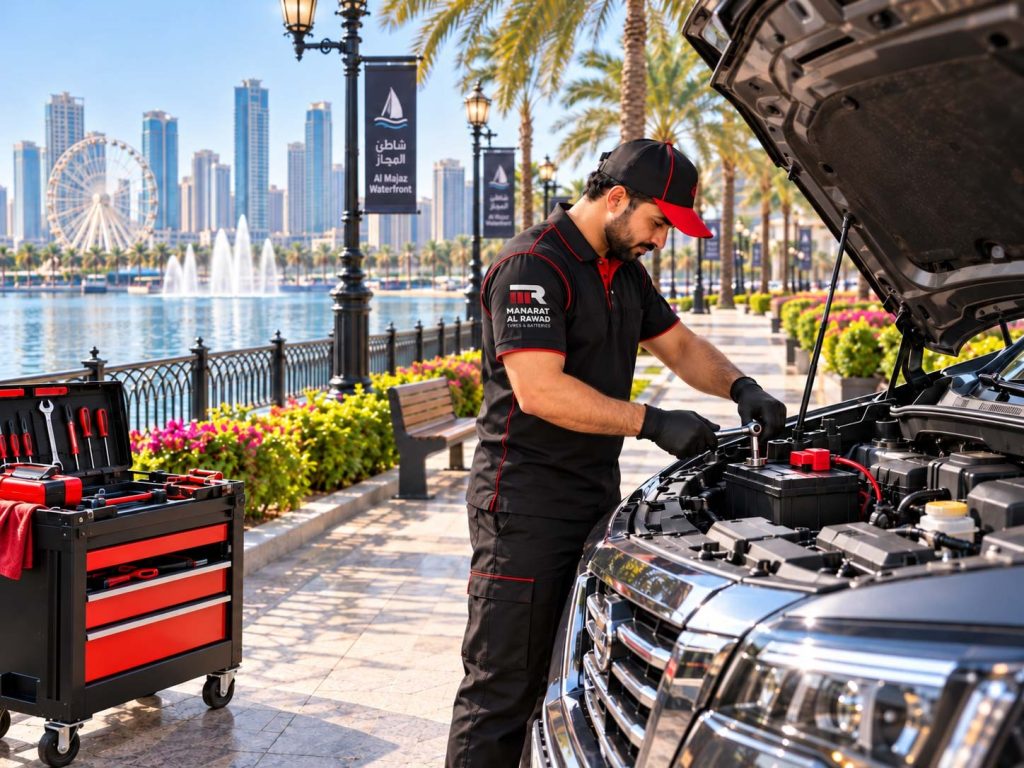 technician checking car in Sharjah